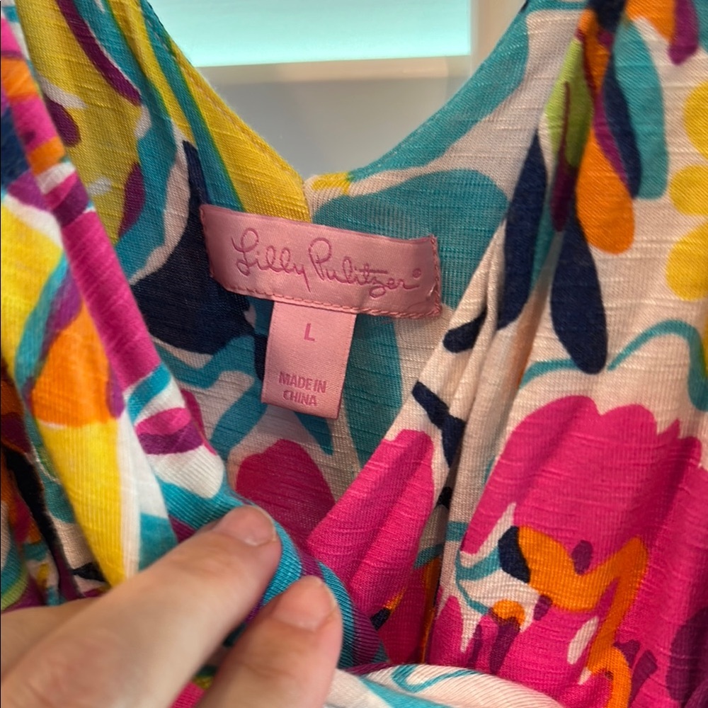 Lilly Pulitzer Pink and Blue Maxi Dress with Tropical Floral Print - Picture 2 of 5